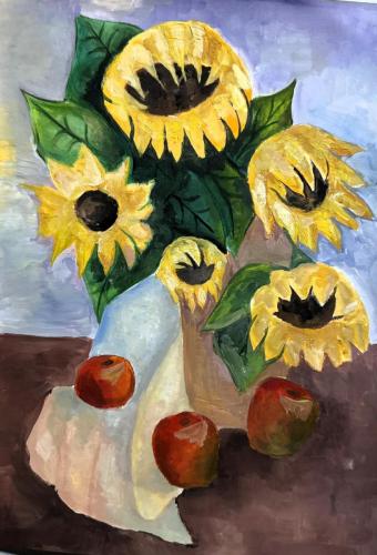 15 років. Натюрморт з соняшниками